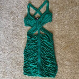 Bebe Green Cocktail Dress Ruched Size S